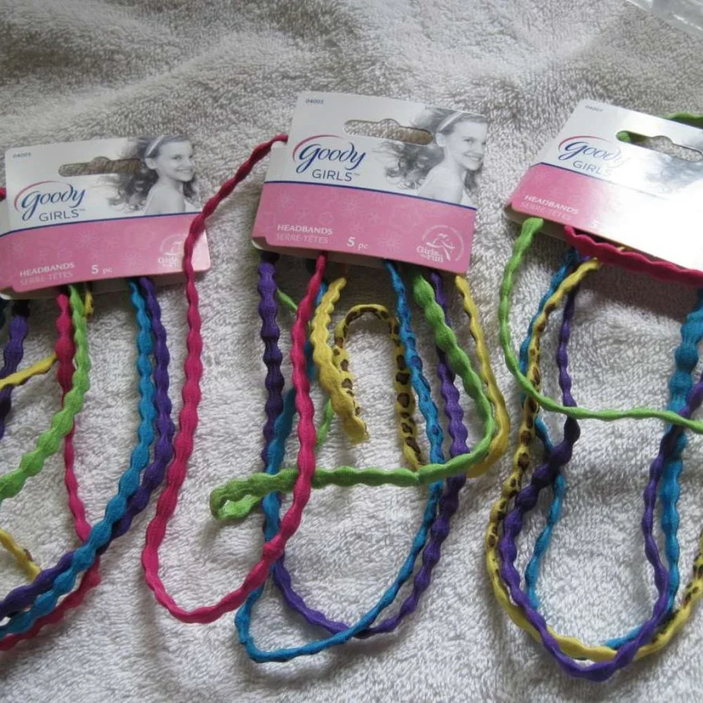 5 Goody Girls Merry Go Round Leopard Colors Wavy Elastic Head Band Hair Headwrap